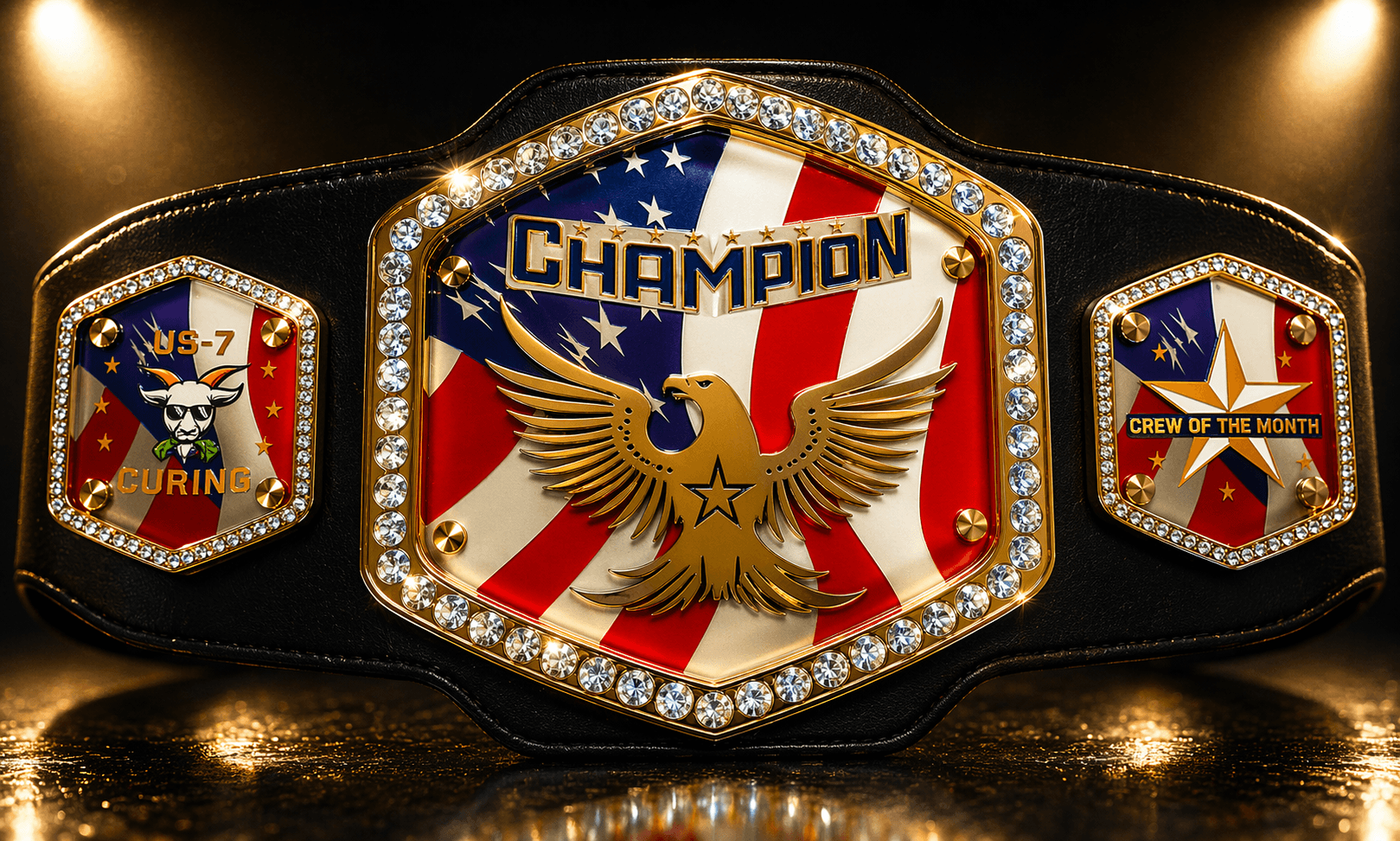 Patriotic eagle champion title belt with stars and stripes