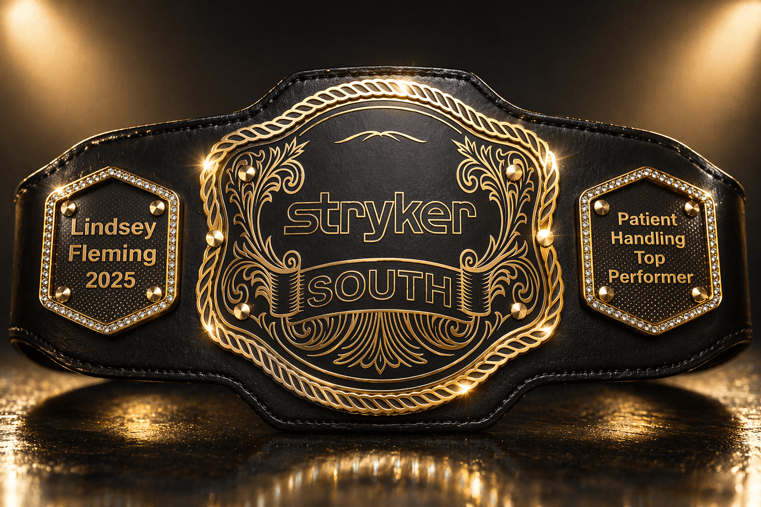 Engraved heavyweight championship belt
