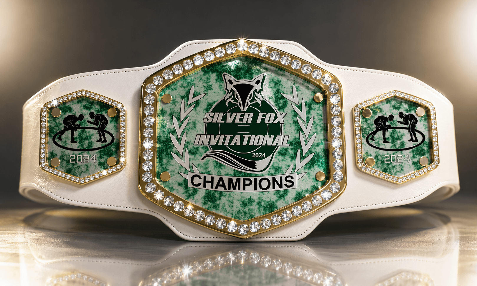 Wrestling invitational champions belt with white strap