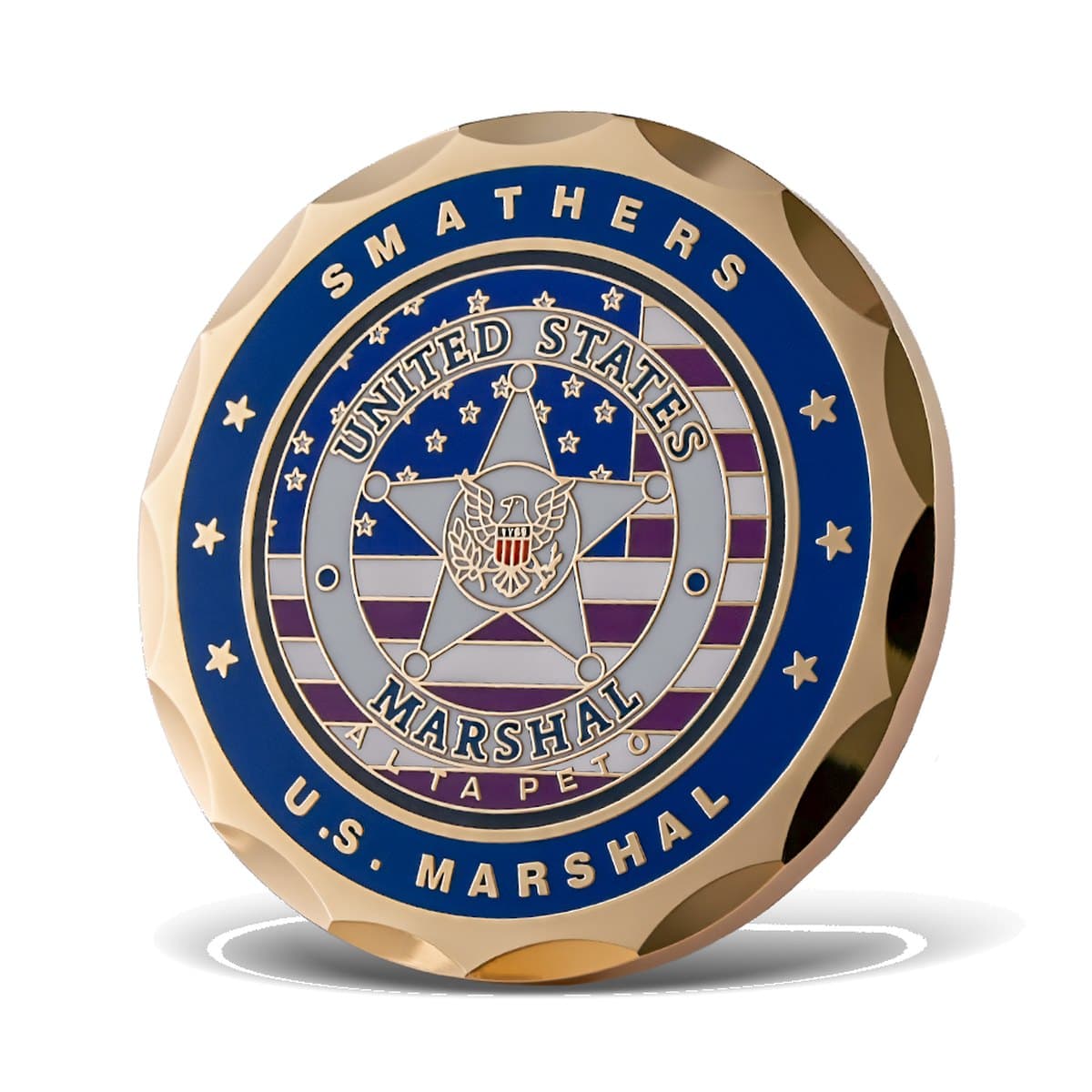 Custom hard enamel United States Marshal challenge coin with rope edge