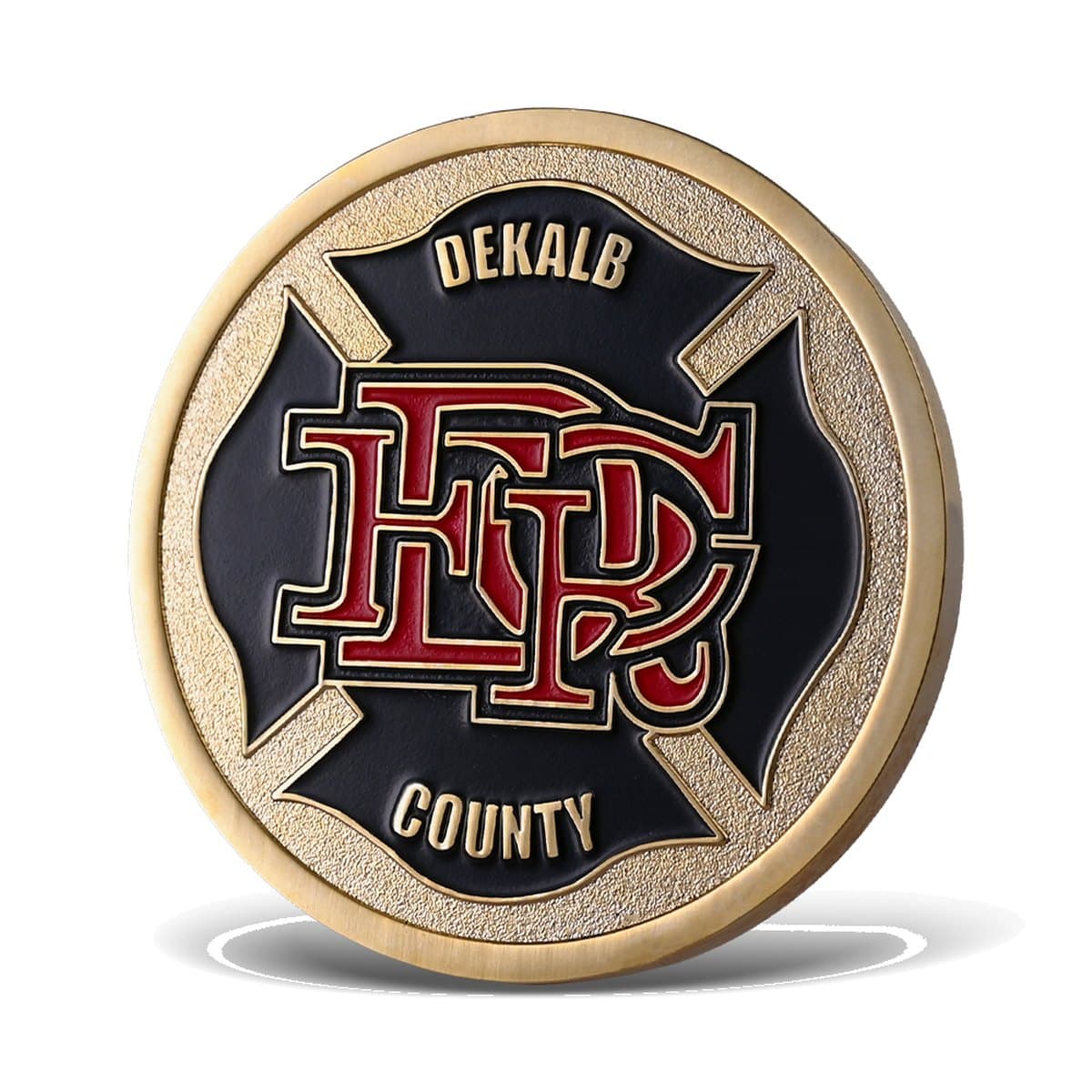 Custom soft enamel fire department challenge coin with maltese cross
