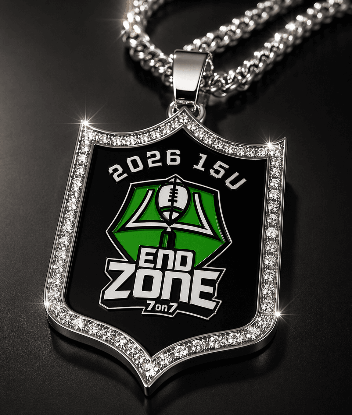 Custom dog tag with two-tone finish and enamel fill design