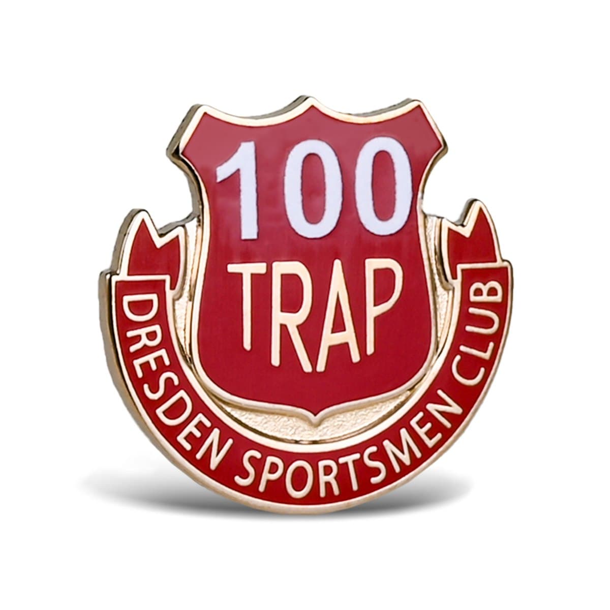 Custom hard enamel sportsmen club red shield lapel pin