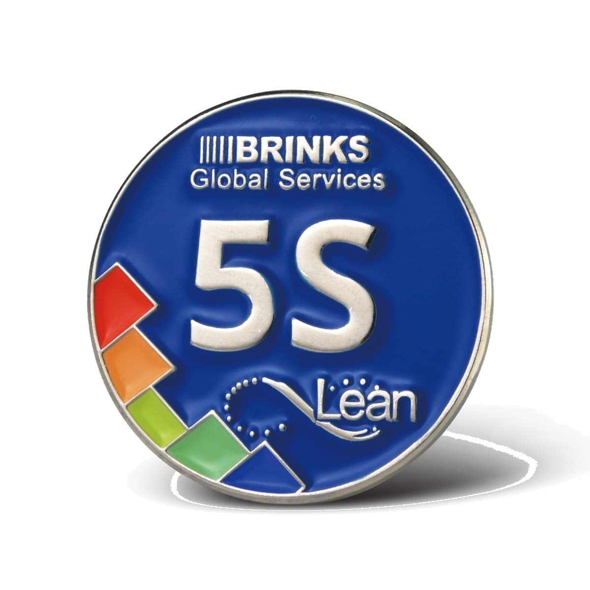 Custom soft enamel corporate logo lapel pin in blue and white