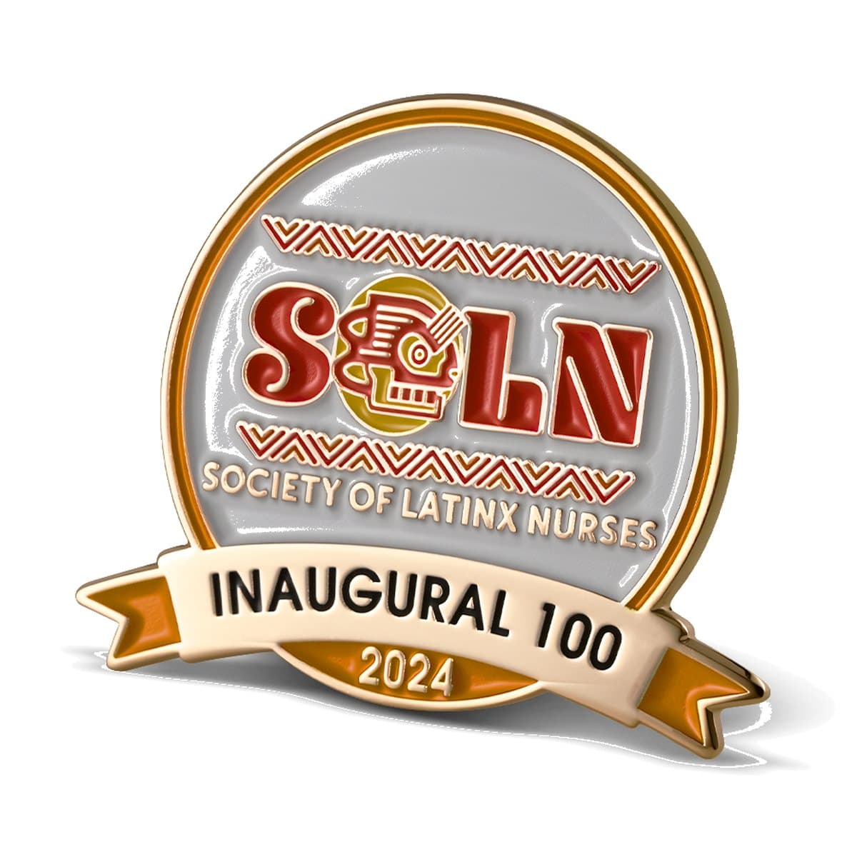 Custom soft enamel nurses society inaugural lapel pin with banner