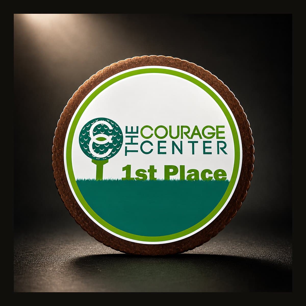 Xpress custom full-color round golf award plaque with rope border