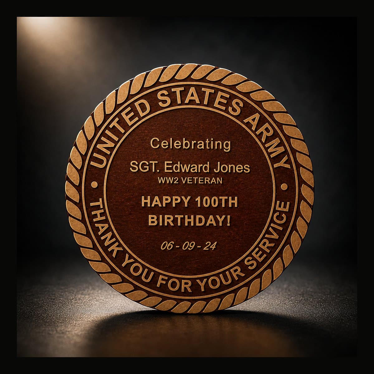 Elite custom U.S. Army military service bronze plaque honoring a veteran