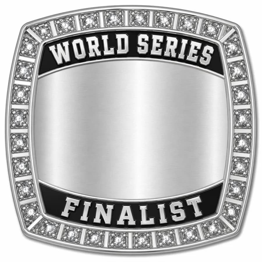 Baseball Finalist Rings by Colucci Custom Awards — WORLD SERIES or LEAGUE across the top, FINALIST across the bottom