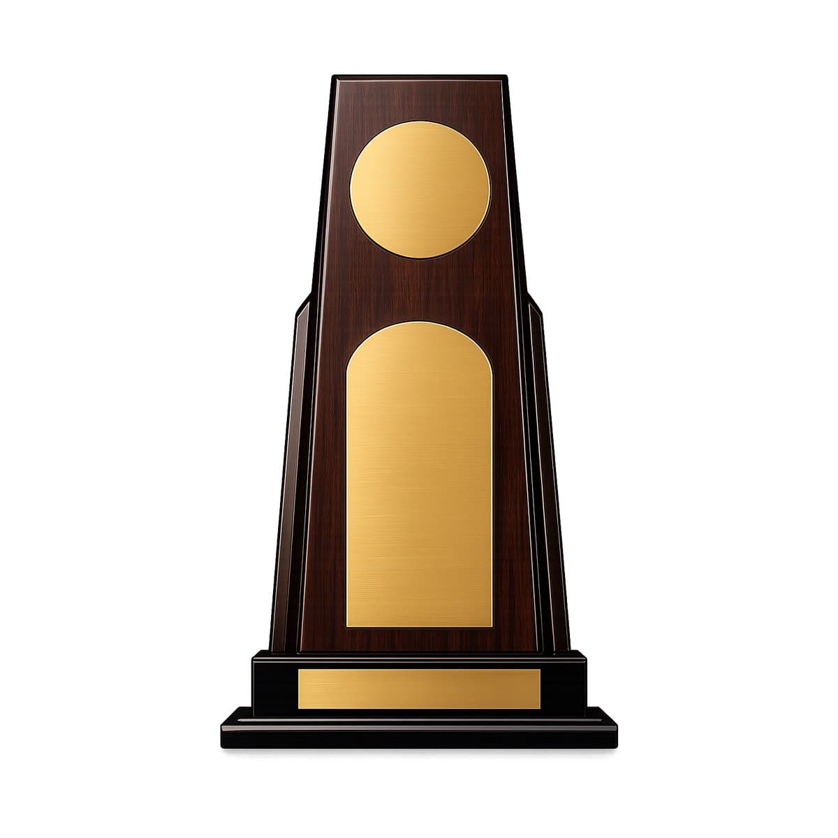 All American custom trophy model with wood and gold obelisk design ready for logo and engraving