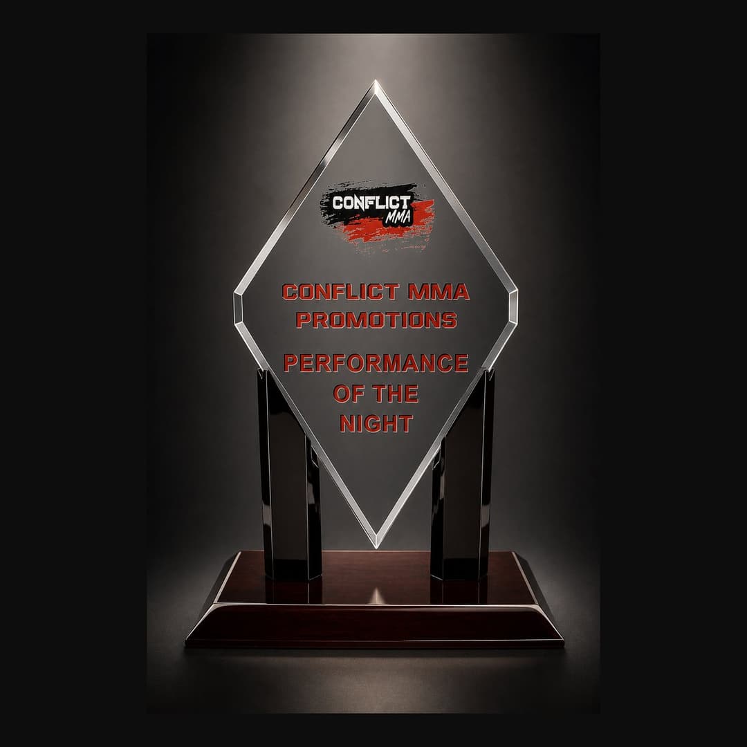 Elite custom acrylic diamond MMA award trophy with deep engraving