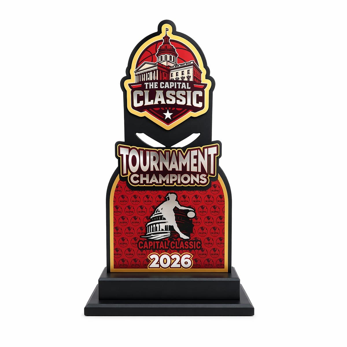 Custom die-cut basketball tournament champions trophy