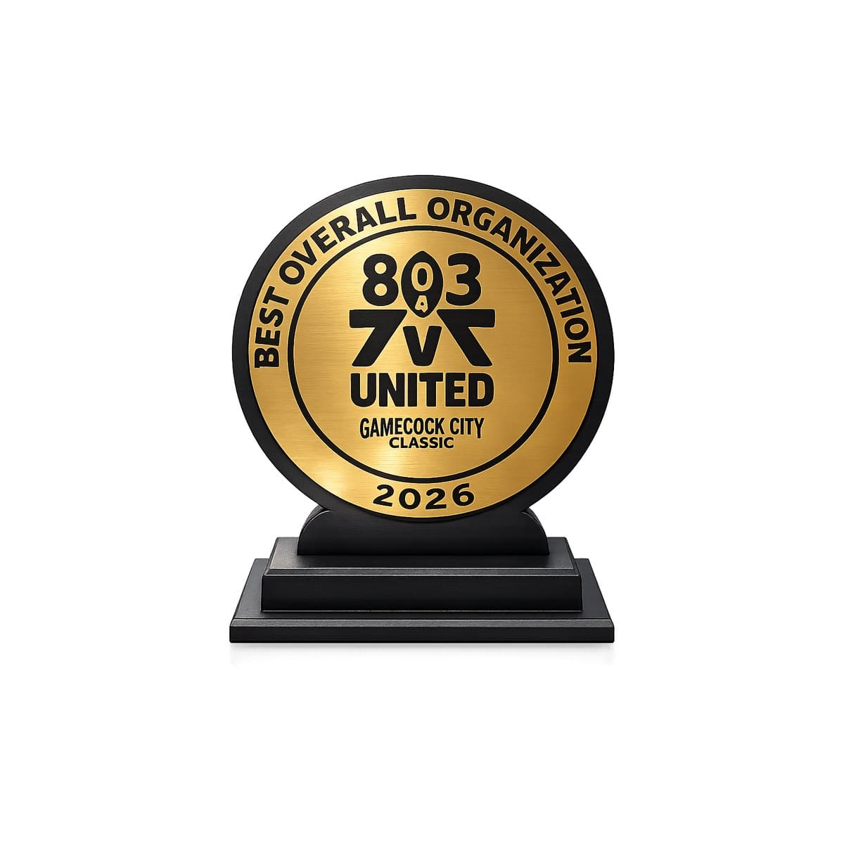 Xpress custom gold medallion award trophy for sports organization recognition