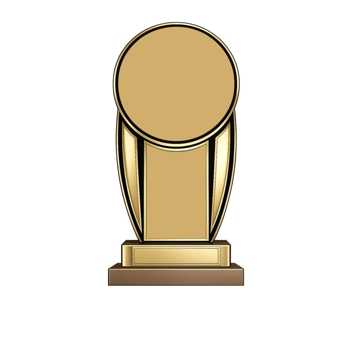 Nova custom trophy model with gold column and round logo top ready for customization