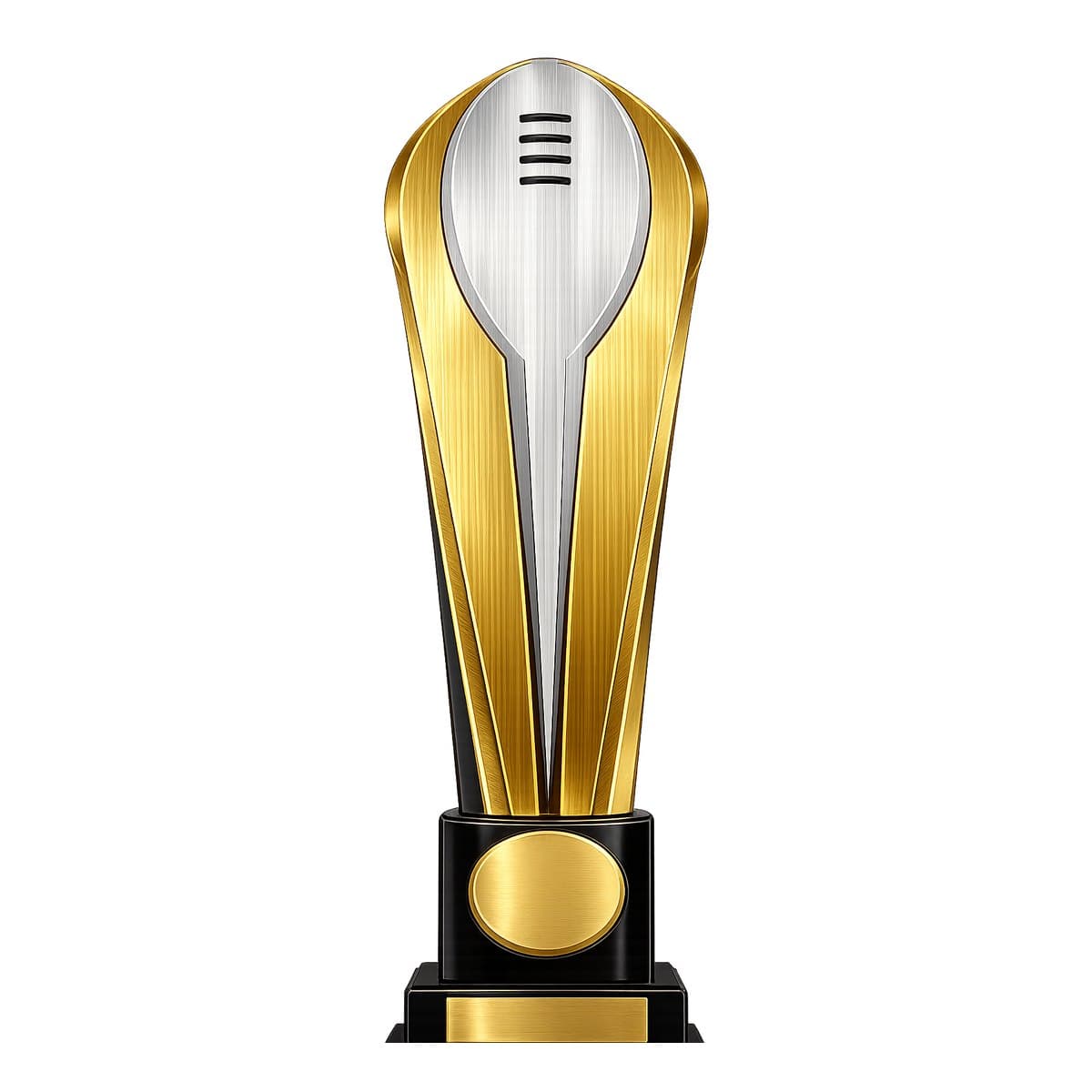 Titan custom trophy model with gold and silver football spear design ready for engraving