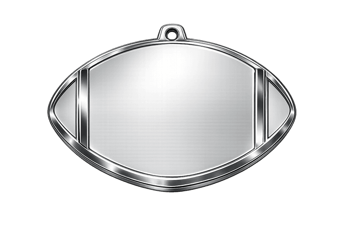Custom Football photo-etched medal in silver
