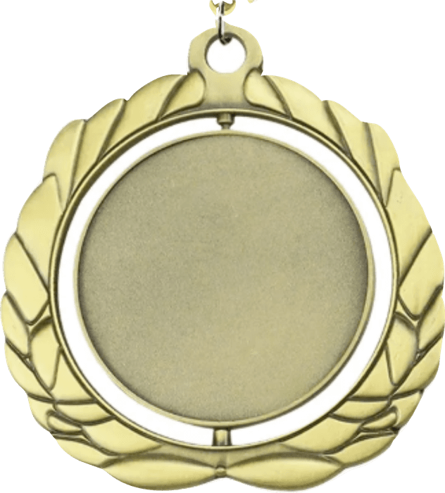 Custom Spinner photo-etched medal in gold