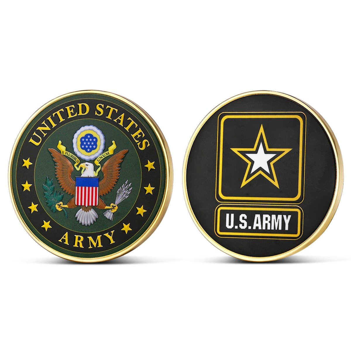 Xpress dual-sided custom challenge coin with full-color military seal