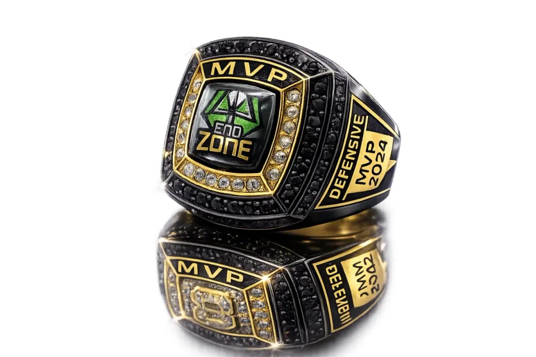 Baseball MVP Rings by Colucci Custom Awards — a finished ring photographed in the workshop
