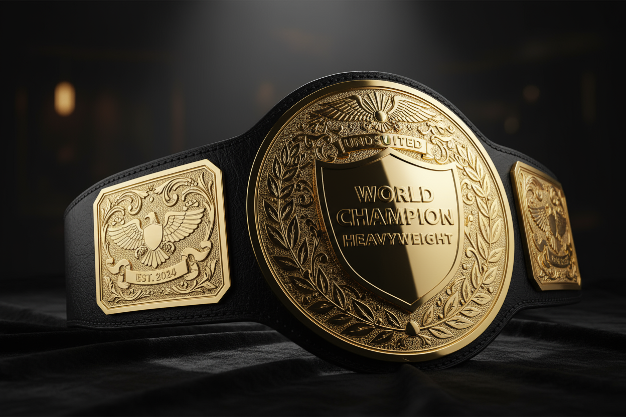 Belt Championship Black Leather Gold Premium
