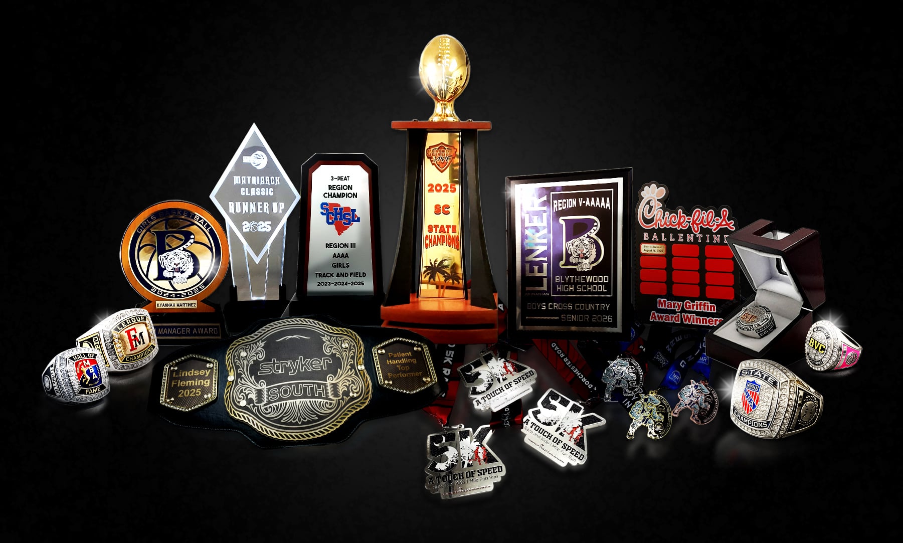 Custom awards, trophies and championship jewelry