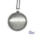 2.5in Circle Phat Tag Silver with Stones